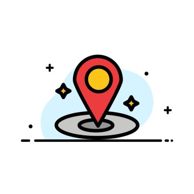 Konum, Navigasyon, Yer İş Düz Hat Dolu Simge Vect