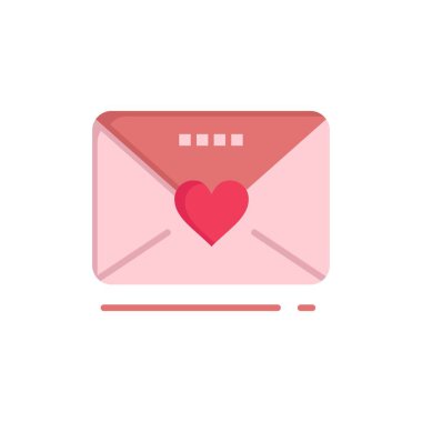 Sms, Aşk, Düğün, Kalp Düz Renk Simgesi. Vektör simgesi afiş T