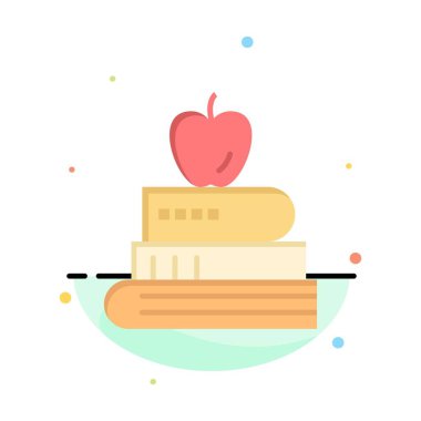 Kitap, Kalem, Gıda, Eğitim Soyut Düz Renk Simgesi Şablonu