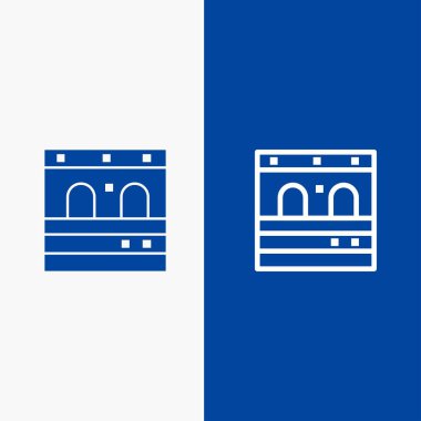 Kapı, Garaj, Tren Hattı ve Glyph Solid simgesi Mavi afiş Hattı a