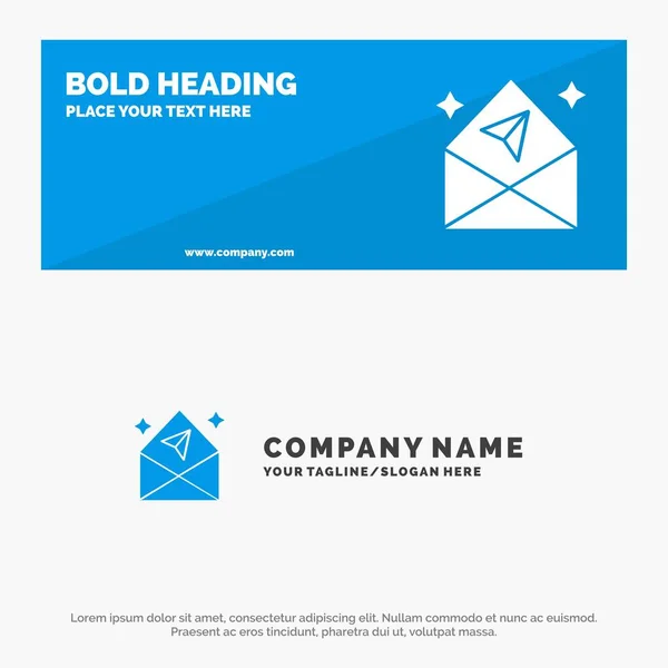 Arrow, chat, mail, Otwórz Solid Icon Strona www banner i Business L — Wektor stockowy