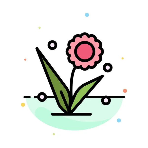 Flora, bloemen, bloem, natuur, lente abstract platte kleur icoon T — Stockvector