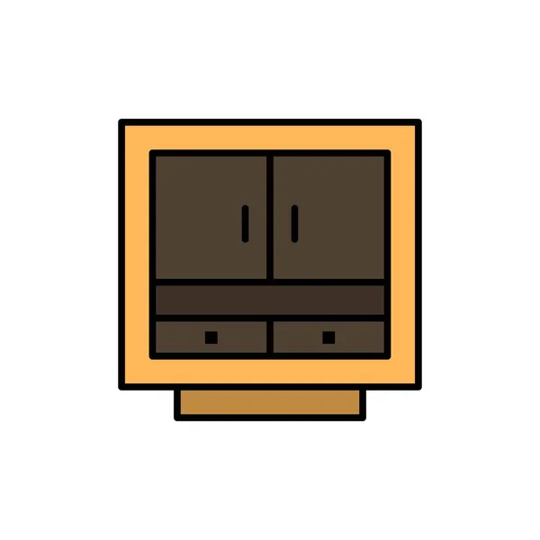 Gabinete, Negocio, Cajonera, Archivos, Muebles, Oficina, Almacenamiento Fl — Vector de stock