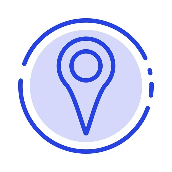Ubicación, Ubicación, Mapa, Línea de puntos azules Pin Icono — Archivo Imágenes Vectoriales