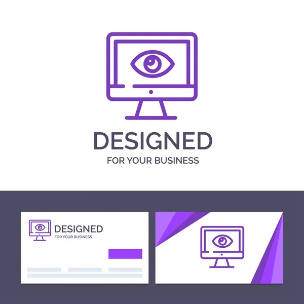 Creative Business Card and the Monitor, Онлайн, Privac — стоковый вектор