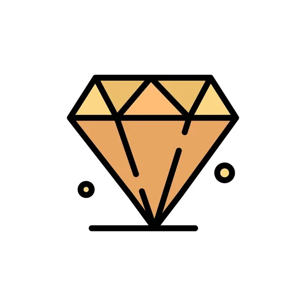 Diamond, Jewel, Madrigal Flat Color Icon. Vector ícone banner Te — Vetor de Stock