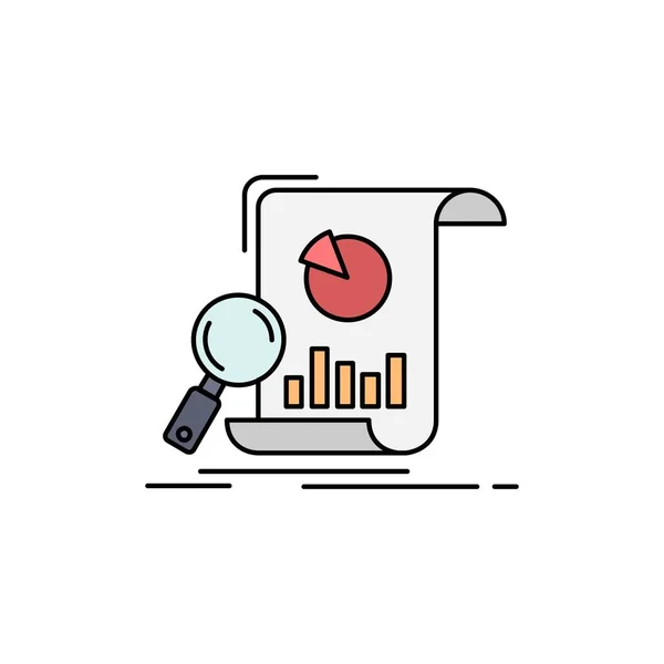 Analyse, Analytik, Wirtschaft, Finanzen, Forschung Flat Color ic — Stockvektor