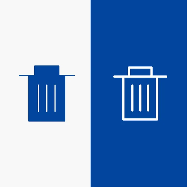 Elimina, interfaccia, cestino, linea utente e icona Glyph Solid Blue ba — Vettoriale Stock