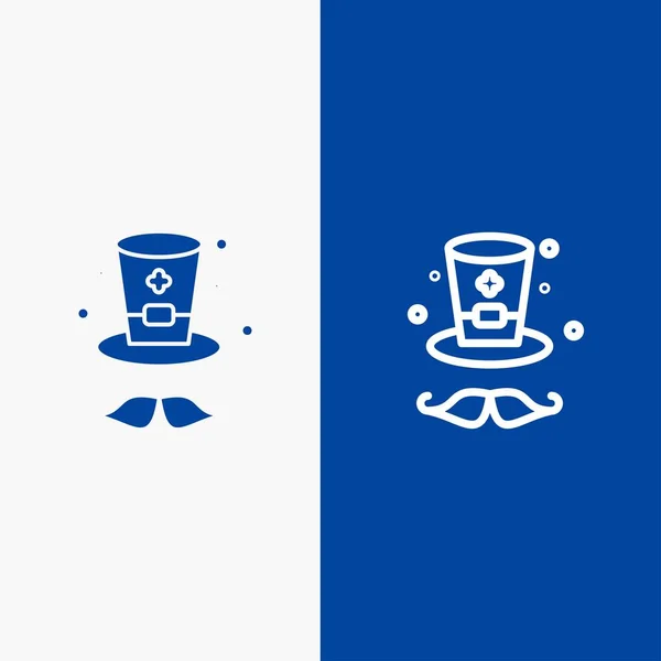 Cappello, Cap, Ireland Line e Glyph Solid icona Linea banner blu e — Vettoriale Stock
