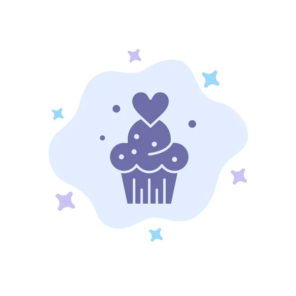 ケーキ、カップケーキ、マフィン、焼き、抽象的なクルー上のお菓子ブルーアイコン — ストックベクタ