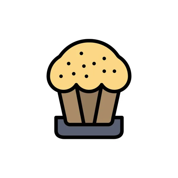 Gâteau, tasse, nourriture, icône de couleur plate de Pâques. Bannière d'icône vectorielle Tem — Image vectorielle