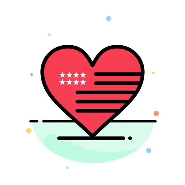 Coração, Amor, Americanos, Bandeira Abstract Flat Color Icon Template —  Vetores de Stock