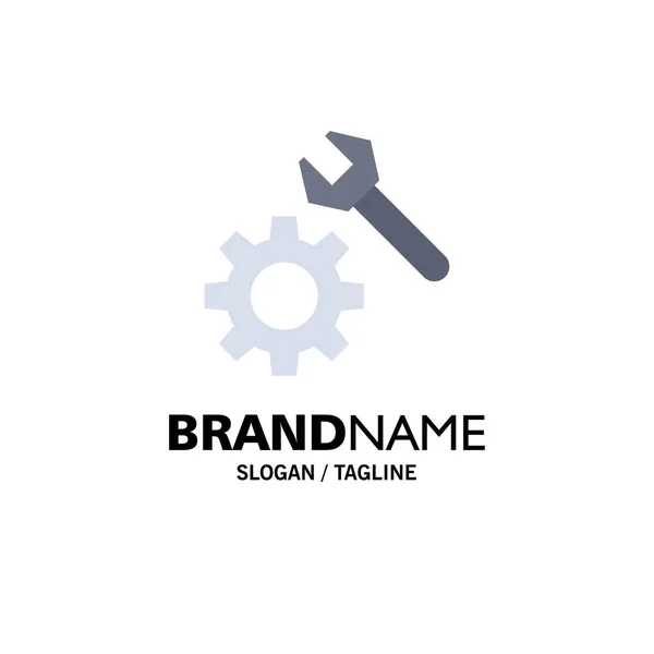 Setting, Wrench, Gear Business Logo Template. Flat Color — Stock Vector