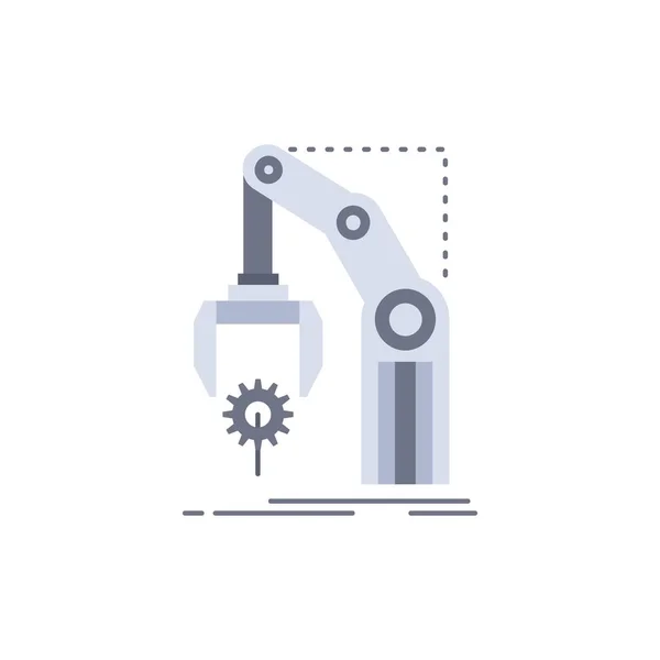 Automatisering, fabriek, hand, mechanisme, pakket platte kleur pictogram ve — Stockvector