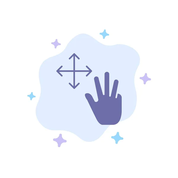 Tre, dito, gesti, tenere l'icona blu sul retro astratto nuvola — Vettoriale Stock