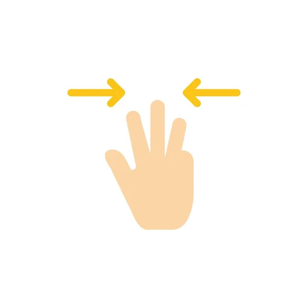 Χειρονομίες, χέρι, κινητό, τρία δάχτυλα επίπεδη χρώμα εικονίδιο. Διάνυσμα i — Διανυσματικό Αρχείο