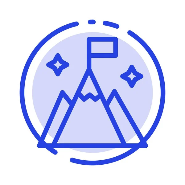 Mountain, Flag, User, Interface Blue Dotted Line Icon - Stok Vektor