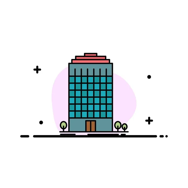 Budynek, Biuro, wieża, Space biznes płaska linia wypełniona ikona V — Wektor stockowy
