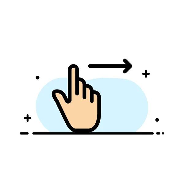 Δάχτυλο, χειρονομίες, δεξιά, διαφάνεια, σαρώστε την επιχείρηση με επίπεδη γραμμή γεμάτη — Διανυσματικό Αρχείο