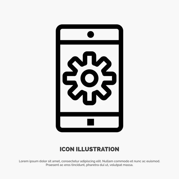 Application, Mobile, Mobile Application, Setting Line Icon Vecto — Stock Vector