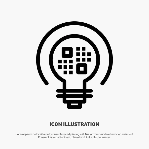 Vector de icono de línea de bombilla, datos, información, luz — Vector de stock