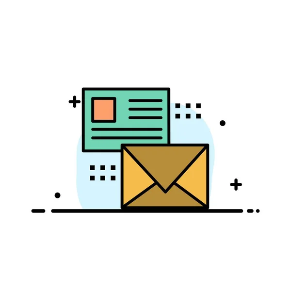 Correo, Conversación, Correos electrónicos, Lista, Mail Business Flat Line Fi — Vector de stock