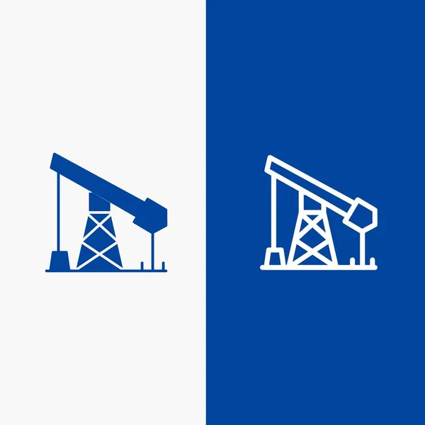 Konstrukce, průmysl, ropa, plynová čára a glyf plná ikona modrá — Stockový vektor