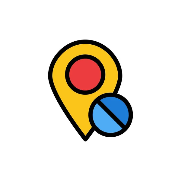 Localização, Mapa, Marcador, Pin, Medical Flat Color Icon. Vector ico —  Vetores de Stock