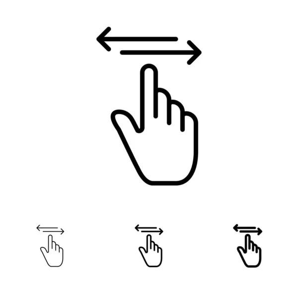 손가락, 몸짓, 손, 왼손, 오른손잡이와 얇은 검은 선 ICO — 스톡 벡터