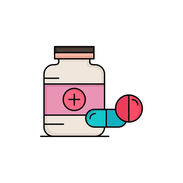 Medicine, Pill, capsule, drugs, tablet Flat Color Icon Vector — Stock Vector