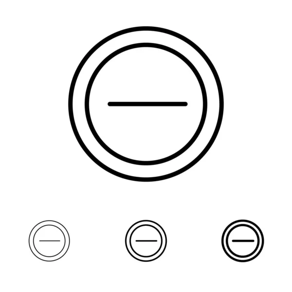 Schnittstelle, Minus, Benutzer fett und dünne schwarze Linie Icon-Set — Stockvektor