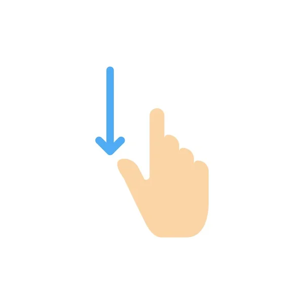 Κάτω, δάχτυλο, χειρονομία, χειρονομίες, χέρι επίπεδη χρώμα εικονίδιο. Διάνυσμα i — Διανυσματικό Αρχείο