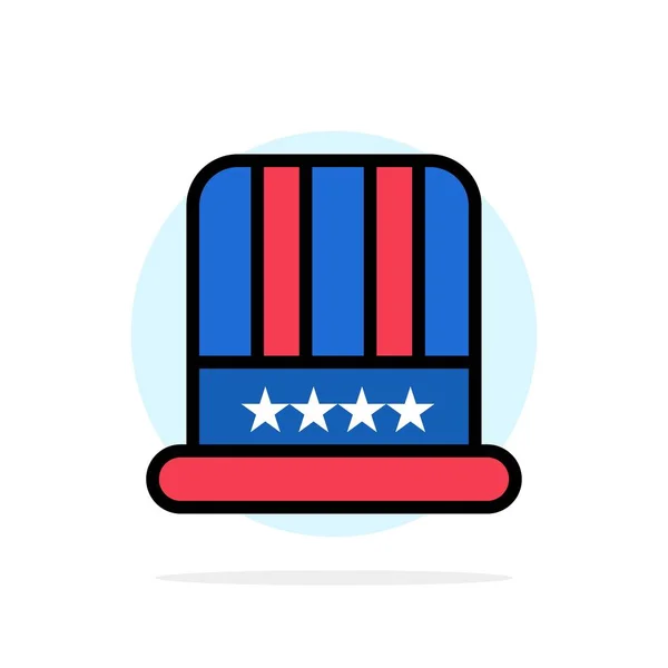 Hut, Mütze, amerikanisch, USA abstrakten Kreis Hintergrund flache Farbe ic — Stockvektor