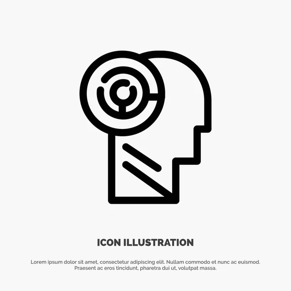 Head, Games, Mind, Target Line Icon Vector