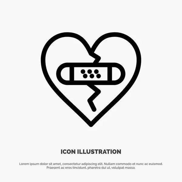 Broken, Emotions, Forgiveness, Heart, Love Line Icon Vector