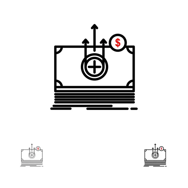 Argent, Dollar, Médical, Transfert Gras et mince icône de ligne noire s — Image vectorielle