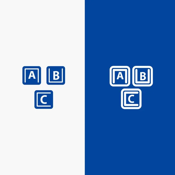 Abc, Bloques, Básico, Alfabeto, Línea de Conocimiento y Glifo Sólido ico — Archivo Imágenes Vectoriales