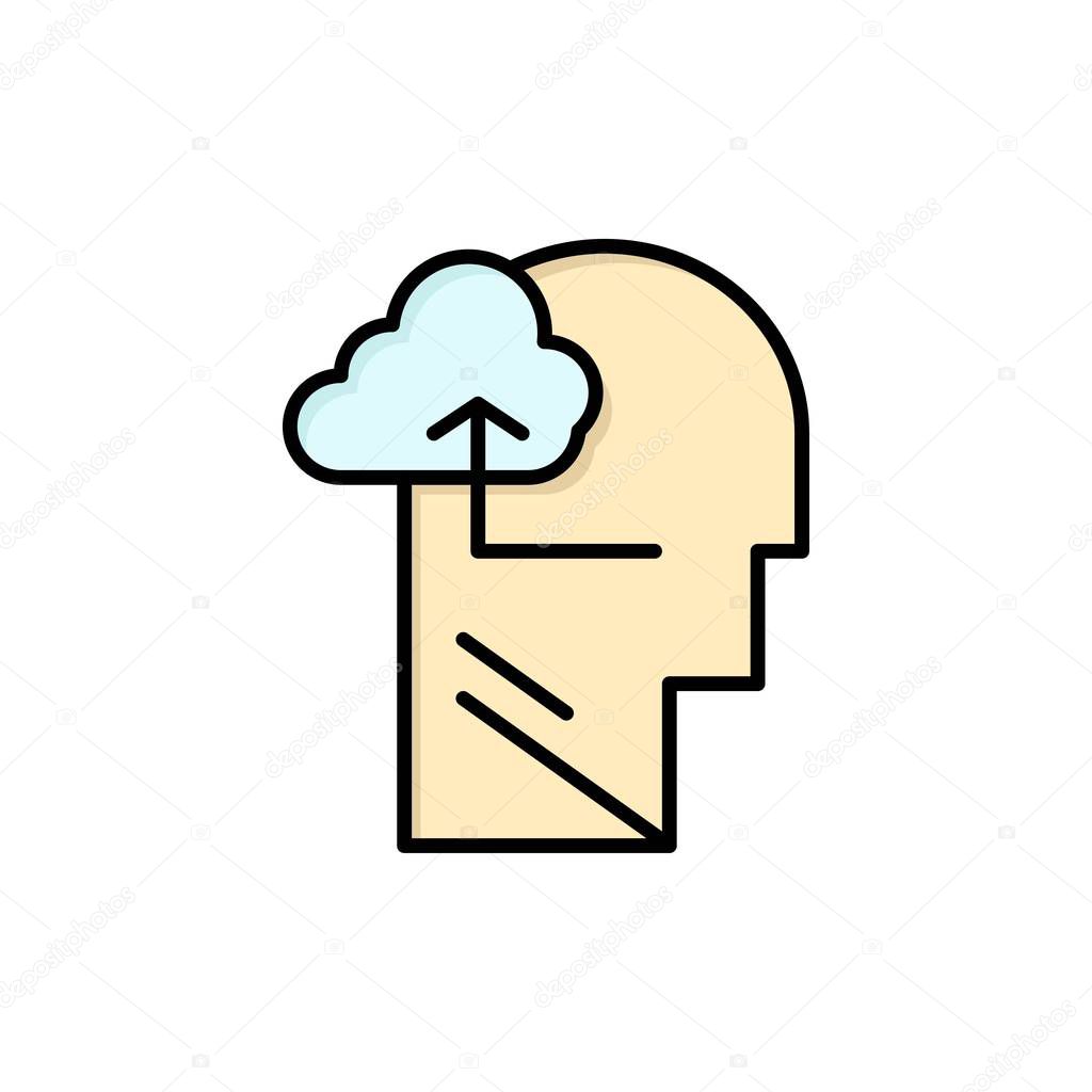 Experience, Gain, Mind, Head  Flat Color Icon. Vector icon banne