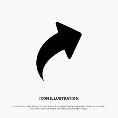 Ok, Yukarı, Sağ katı Glyph Simgesi vektörü