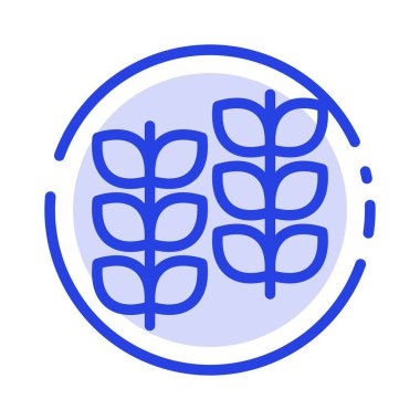 Bitki, Yaprak, Bitki, Büyüme Mavi Noktalı Çizgi Hattı Simgesi