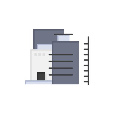 Bina, Inşaat, fabrika, sanayi düz renk simgesi. Vect