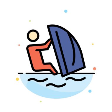 Sörfçü, Sörf, Su, Rüzgar, Spor Soyut Düz Renk Simgesi Tem