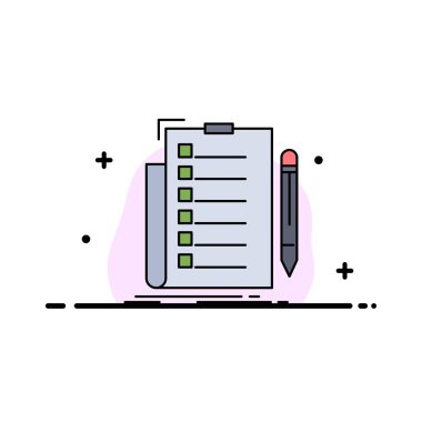 uzmanlık, kontrol listesi, kontrol, liste, belge Düz Renk Simgesi Vect