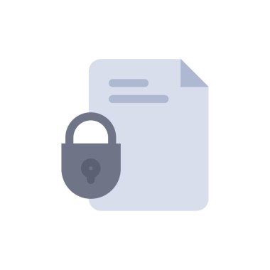 Dosya, Belge, Kilit, Güvenlik, Internet Düz Renk Simgesi. Vecto