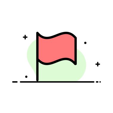 Temel, Bayrak, Ui İş Düz Hat Dolu Simge Vektör Banner Te