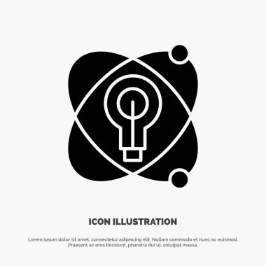 Atom, Eğitim, Nükleer, Ampul Katı Siyah Glyph Simgesi