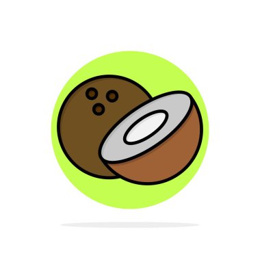 Hindistan cevizi, gıda soyut daire arka plan düz renk simge