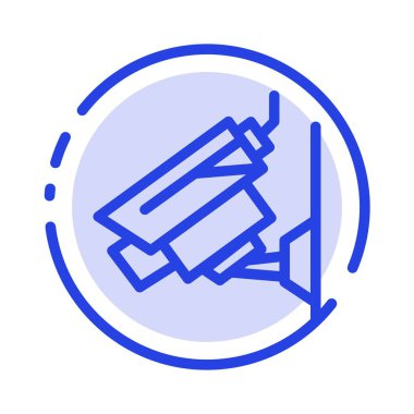 Kamera, Cctv, Güvenlik, Gözetleme Mavi Noktalı Çizgi Simgesi