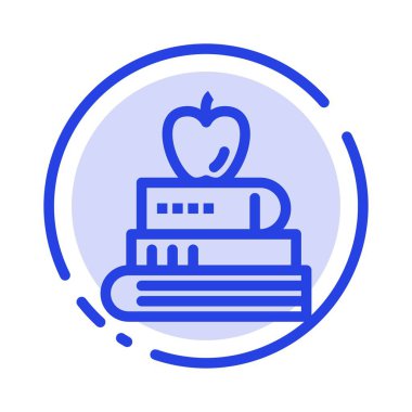 Kitap, Kalem, Gıda, Eğitim Mavi Noktalı Çizgi Hattı Simgesi