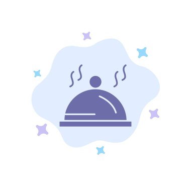 Otel, Çanak, Palet, Hizmet Mavi Simge Soyut Bulut Backgro